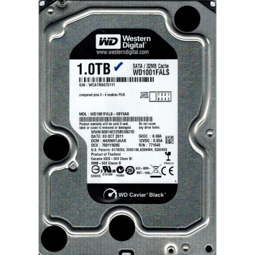 WD1001FALS-00Y6A0 | Western Digital | 1TB 7200RPM SATA 3GB/s 3.5-inch Hard Drive
