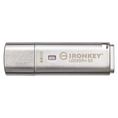 IKLP50/64GB | Kingston Technology | IronKey Locker+ 50 USB flash drive 64 GB USB Type-A 3.2 Gen 1 (3.1 Gen 1) Silver
