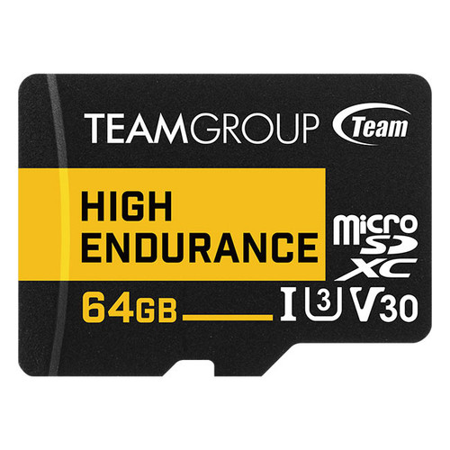 THUSDX64GIV3002 | Team Group | High Endurance memory card 64 GB MicroSDXC Class 3