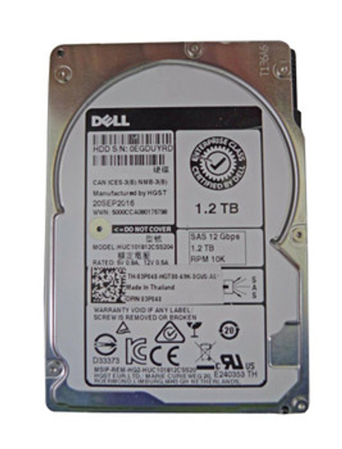 3P048 | Dell | 1.2TB 10000RPM SAS 12Gbps Hot-Plug 2.5-inch Internal Hard Drive