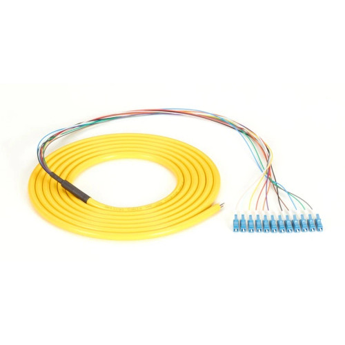FOPT50S1-LC-12YL-3 | Black Box | 9.6ft Single-Mode Fiber Optic Pigtail 12-Strand OFNR PVC LC