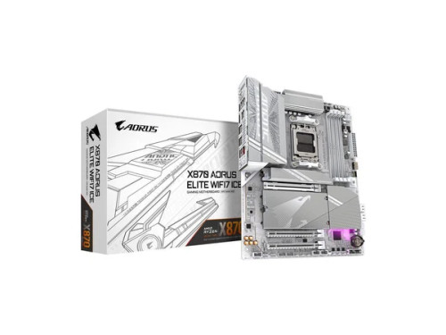 X870AORUSELITE7ICE | AMD | Gigabyte X870 Aorus Elite WIFI7 ICE AM5 LGA 1718 ATX DDR5 4x M.2 Motherboard