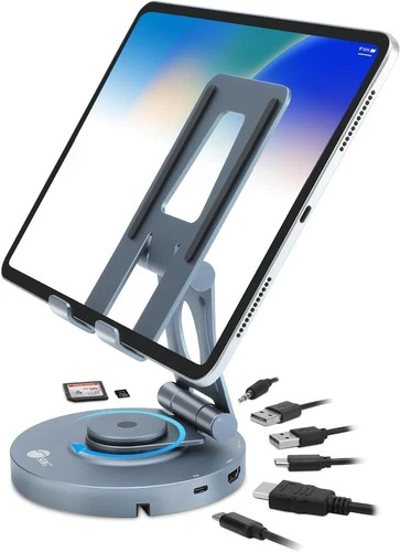 CE-MTDK31-S2 | SIIG | USB-C Multitask Hub Stand Holder fits under 13" Tablets/Phones 4K60Hz
