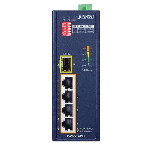 ISW-514PTF | Planet | 4-Port Fast Ethernet PoE+ Industrial Switch