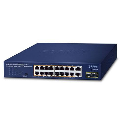 GSD-2022P | Planet | 16-Port Gigabit PoE+ Managed Switch