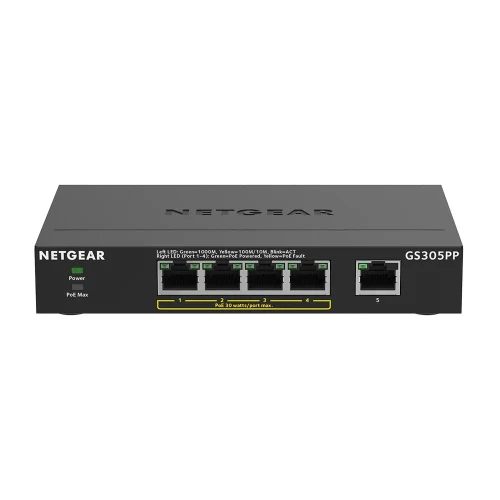 GS305PP-300EUS | Netgear | 5-Port Gigabit PoE+ Unmanaged Switch