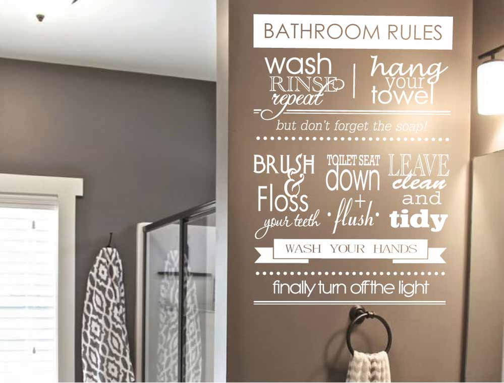 Bathroom Word Art Wall Sticker ( FREE application tool )