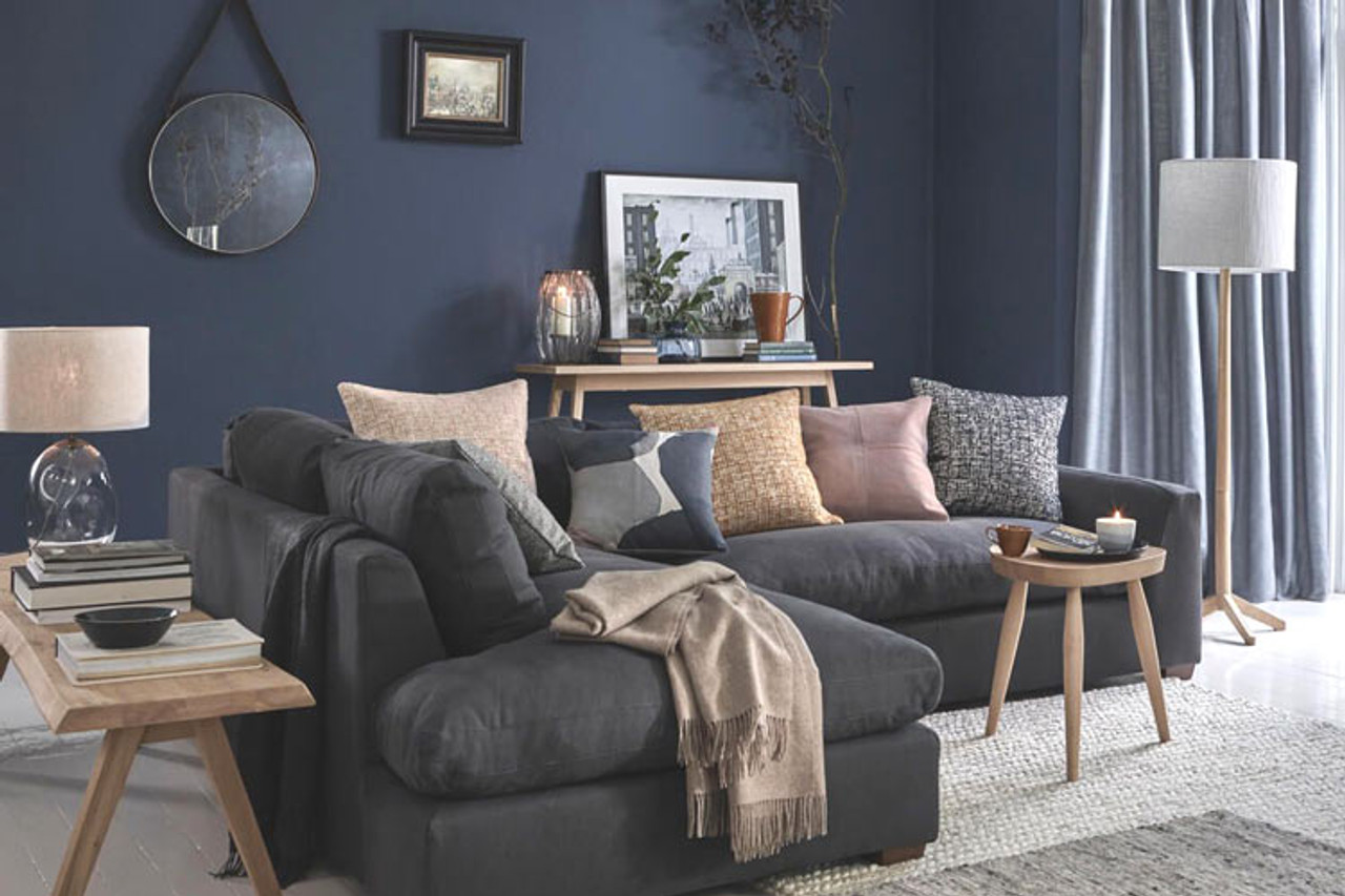 Navy Blue Brown And Grey Living Room