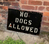 Distressed Look Metal no dogs allowed sign