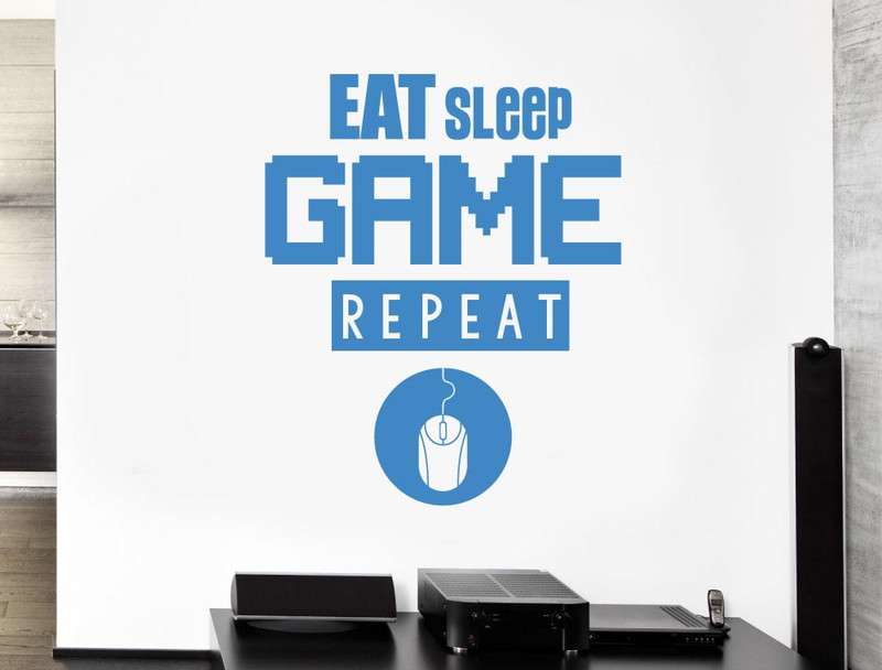 Eat Sleep Game Repeat Wall Sticker