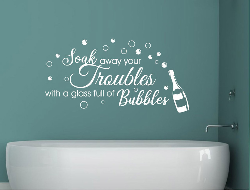 Soak Away Your Troubles With a Glass Full of Bubbles Wall Sticker
