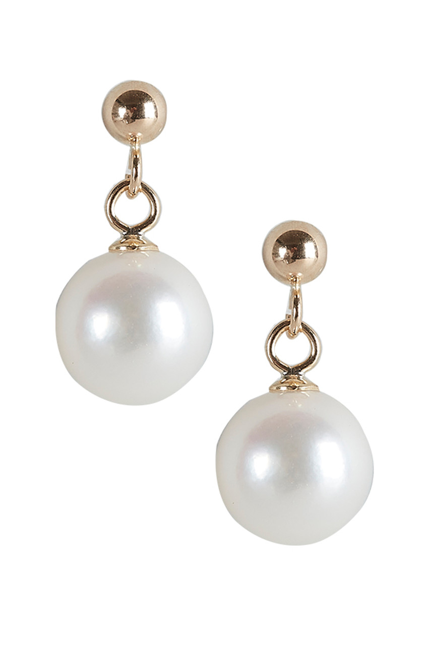 Amazon.com: 18K Gold Akoya Cultured Pearl Drop Dangle Earrings Leverback  8.5-9 mm Round Pearl Jewelry For Women : ביגוד, נעליים ותכשיטים