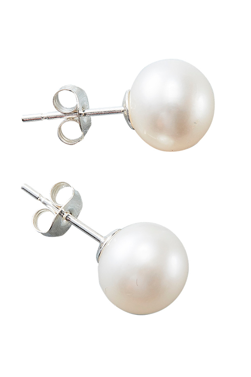 Grey Shell Pearl Earrings With Cz Stone Balls