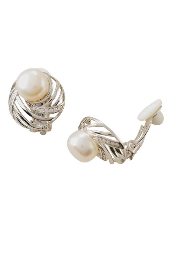 Pearl Silver Swirl Clip-on Earrings