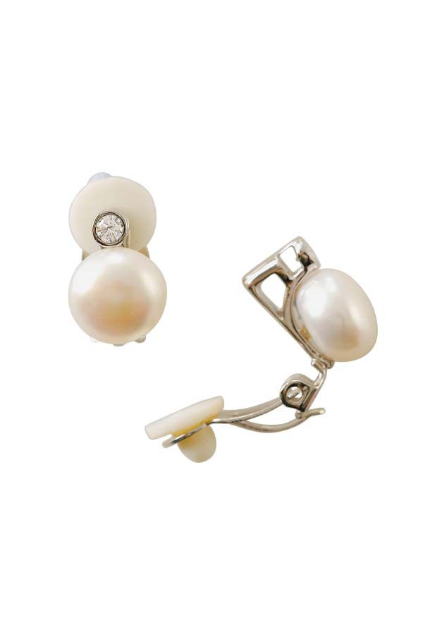 10mm Pearl & Zirconia Clip-on Earrings