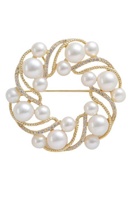 アクセサリー NANO gold plated pearl brooch SILVER 950 Pearl Lab Diamond 9ct White Gold Brooch | Jian London