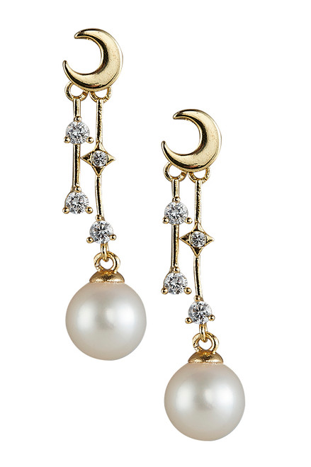 Moon & Stars Pearl Drop Earrings