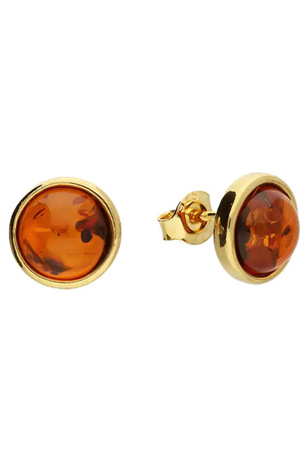 Amber Gold-Plated Stud Earrings