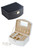 Curved Bonded Leather Jewellery Box in black & Ivory