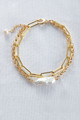 Brass Chain Biwa Pearl Bracelet