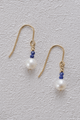 Pearl & Lapis Hook Earrings