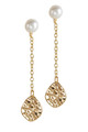 Hammered Leaf Pearl Earrings in gold -plated