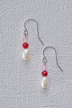 Pearl & Raspberry Agate Earrings