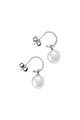 18ct White Gold Pearl Hoop Earrings