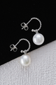 18ct White Gold Pearl Hoop Earrings