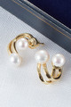 Double Pearl Curve Earrings