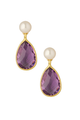 Gemstone Amethyst Drop Pearl Earrings