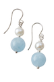 Round Aquamarine & Pearl Earrings