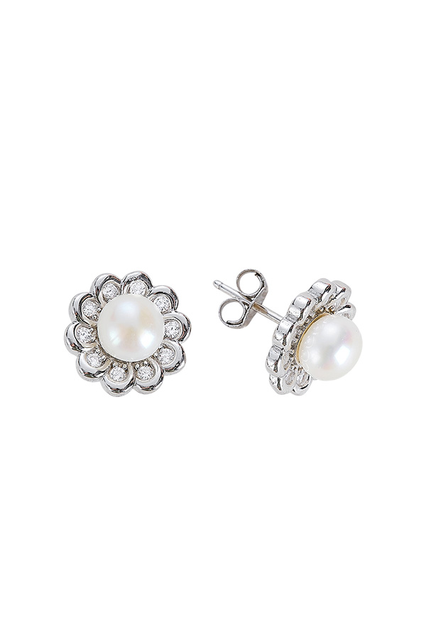 Pearl Flower Stud Earrings