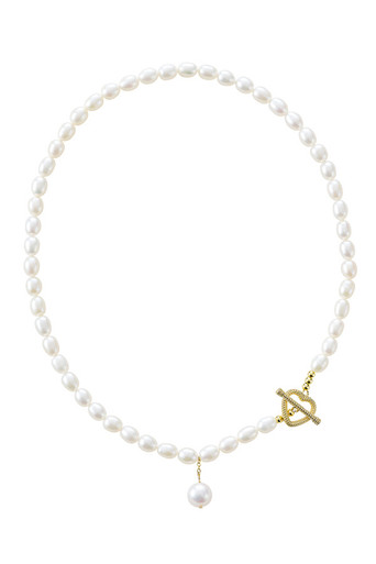 Pearl Drop Heart Necklace