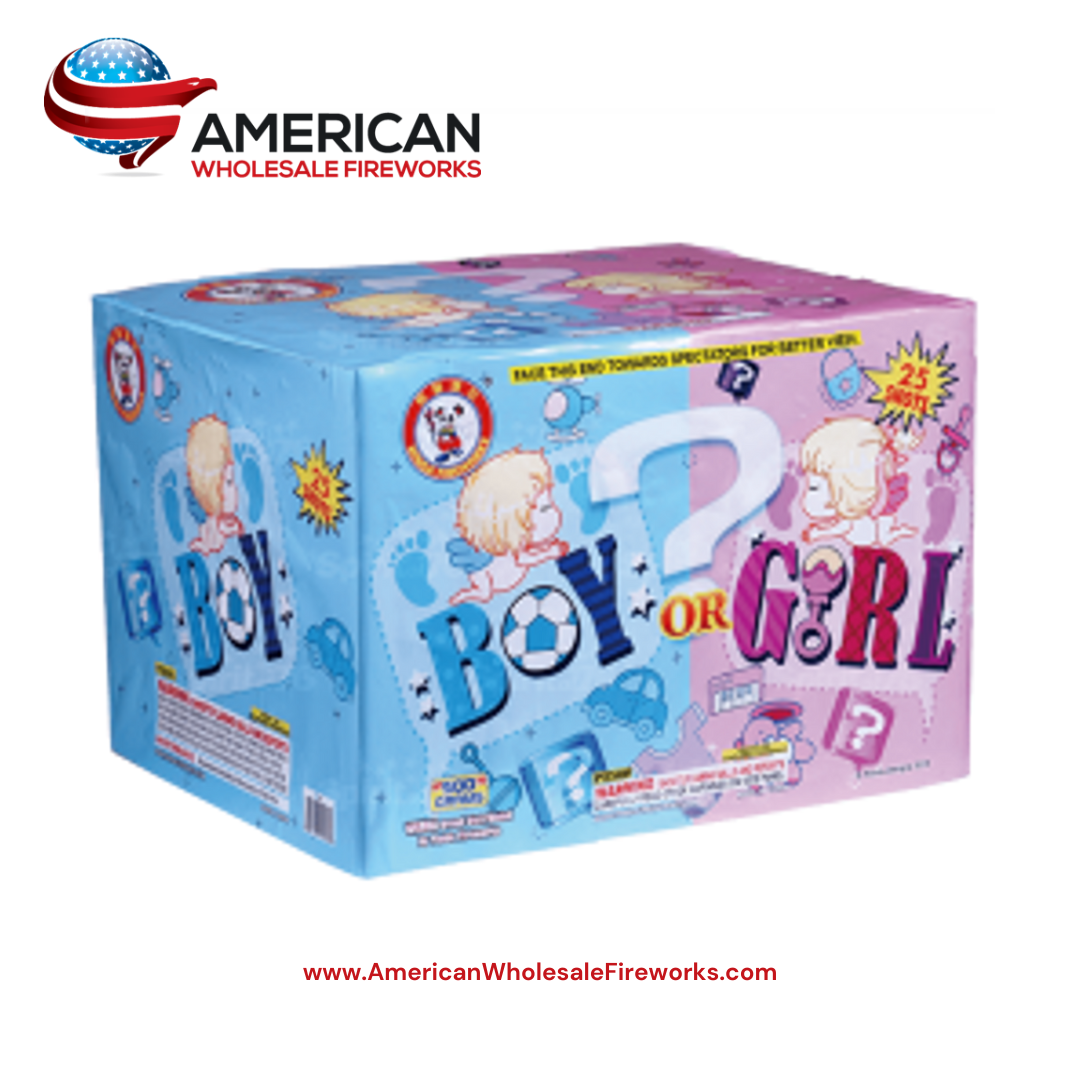 Fire Crackers 永遠にBoys&Girls Gender Reveal - Boy or Girl 25s - 500 Gram Cake