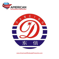 Shells - 8" Blue Chrysanthemum w/Red Glitter & Silver Glitter