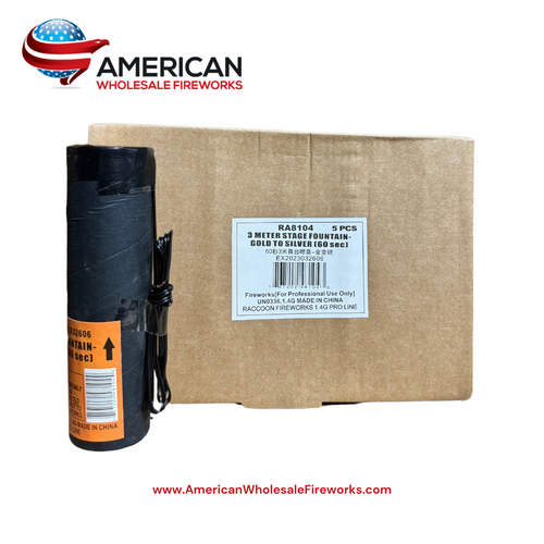 Fountain - 3 Meter Stage Gold to Silver [60 Sec] (Sleeve of 5)