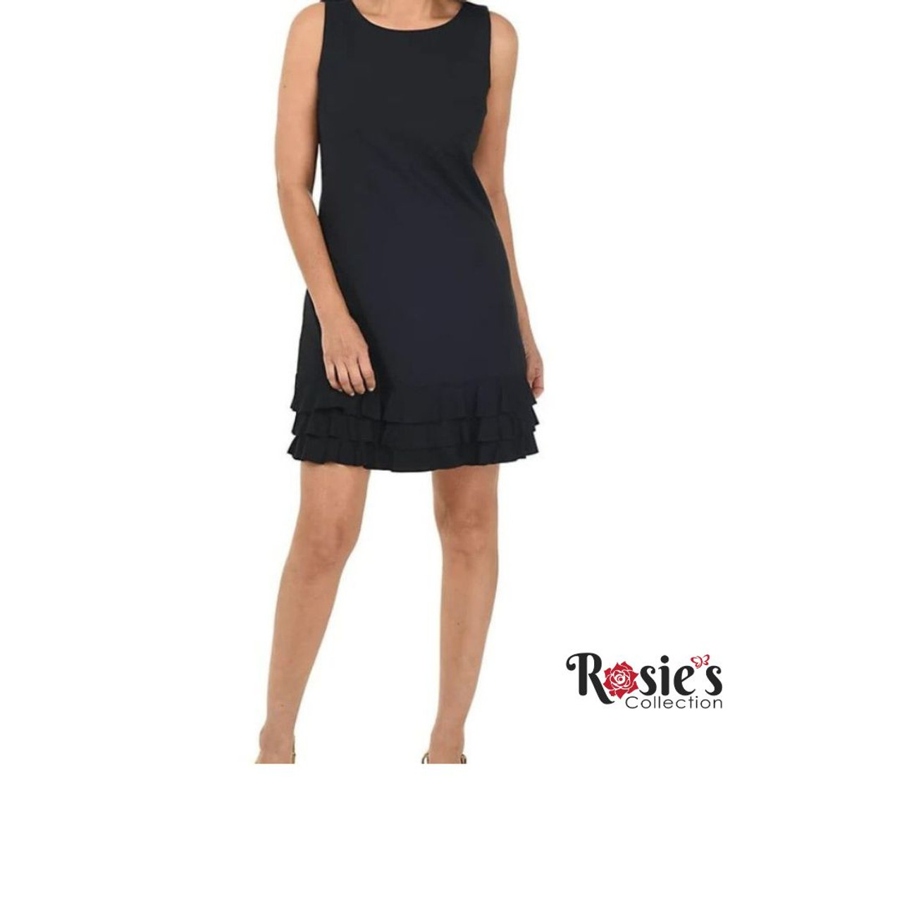 Lulu B SPX4495 Black Slv-Less Ruffle Trim Dress - Rosie's