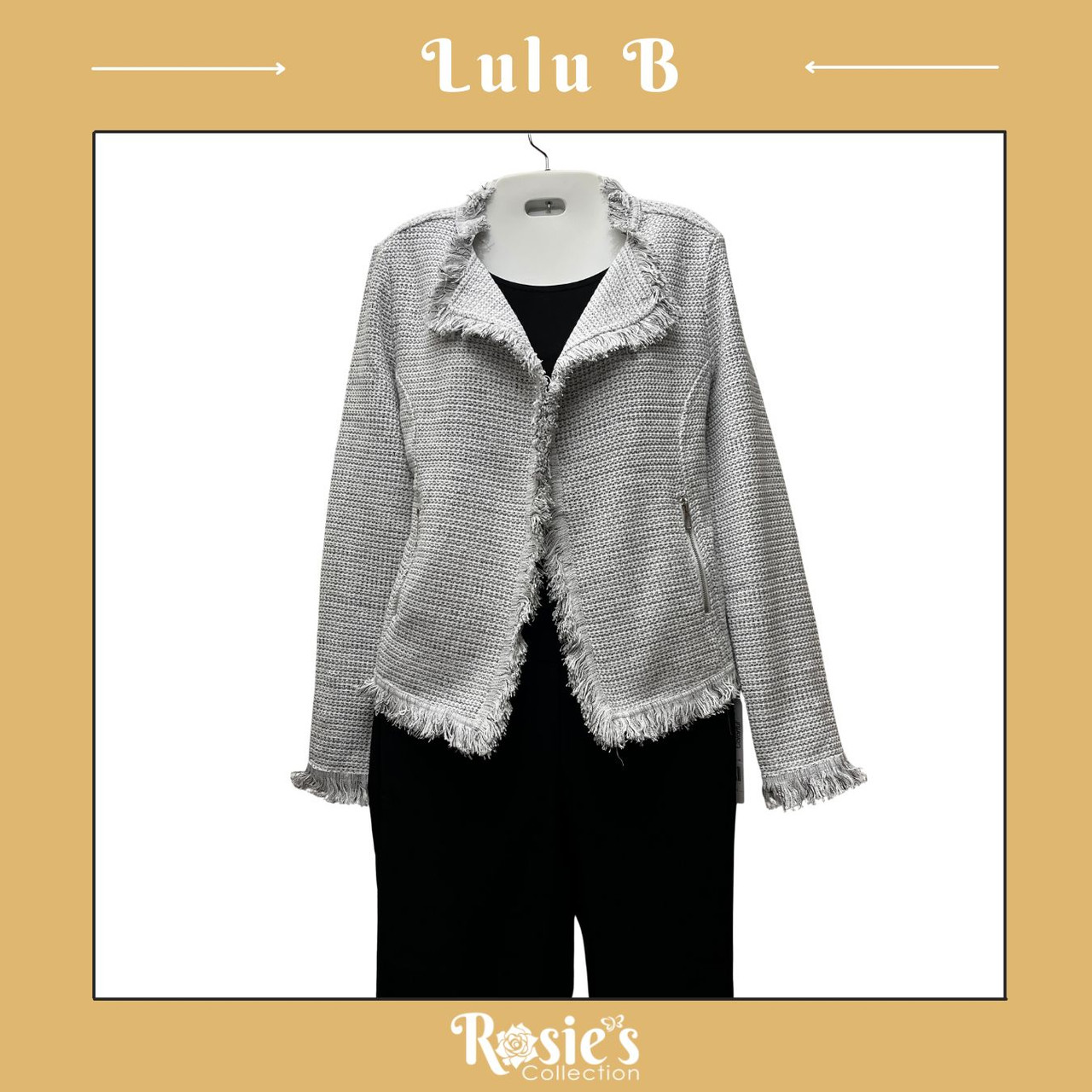 Lulu B Fringe Jacket 7453 Cream Rosie's Collection