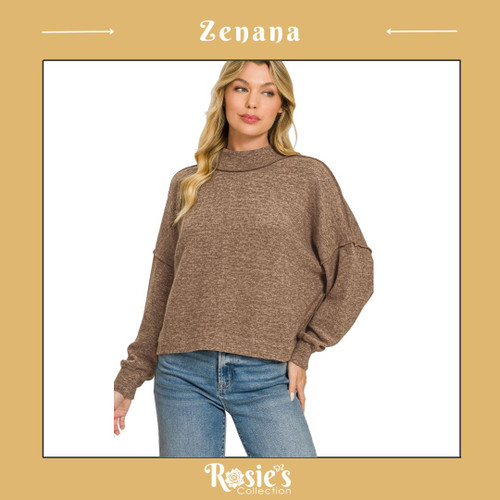 Brushed Melange Hacci Sweater - Brown