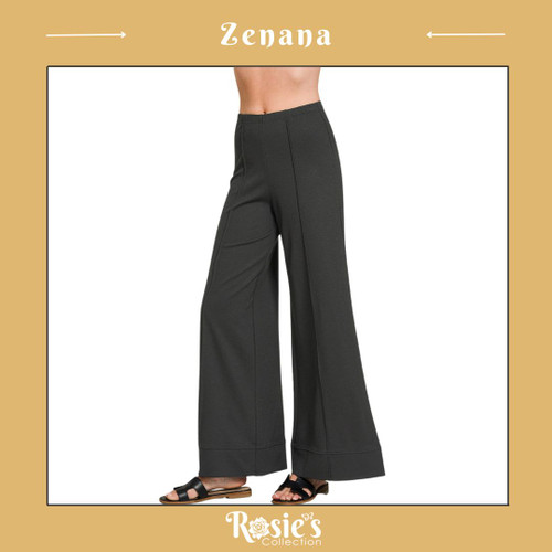 Zenana Ponte Wide Leg Pants - Black