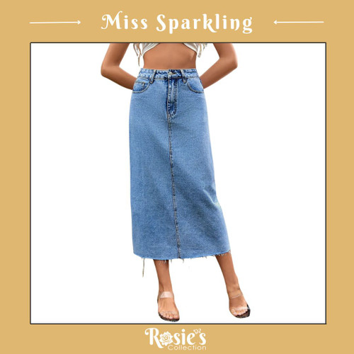 Miss Sparkling Midi Denim Skirt