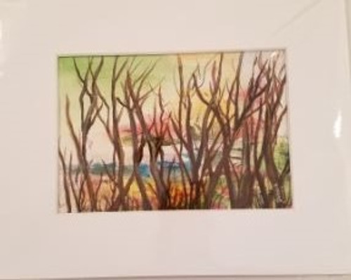 Bobbie Cropp Artwork - Peek Across the Pond - 5x7 with 8x10 Mat