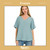 Zenana Woven Airflow V-neck Short Sleeve -Blue/Gry