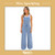 Miss Sparkling Frayed Trim Wide-leg Denim Overalls