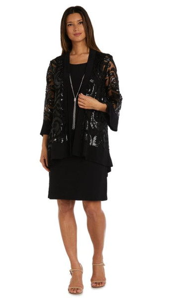 R&M Richards 2342 Black 2 PC Printed Jacket Dress