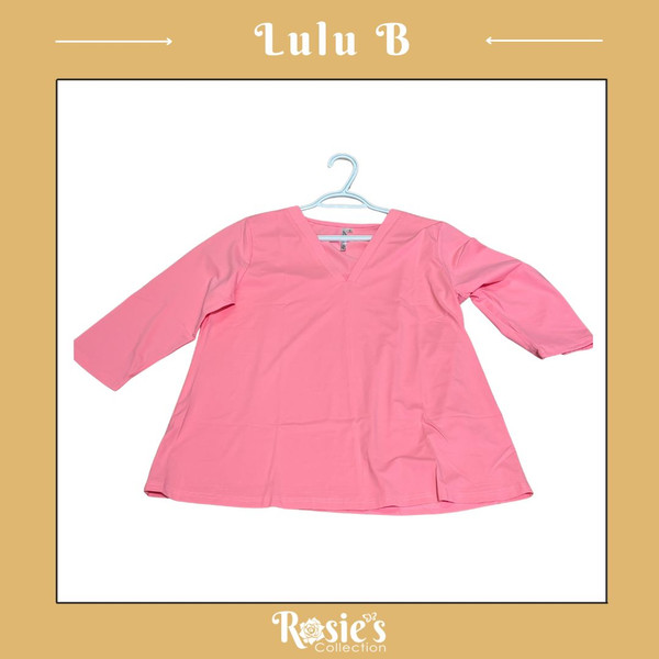 Lulu B SPX5083 Cl Coral 3/4 sleeve V-Neck Top