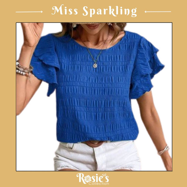 Miss Sparkling Textured Ruffle Sleeve Blouse
