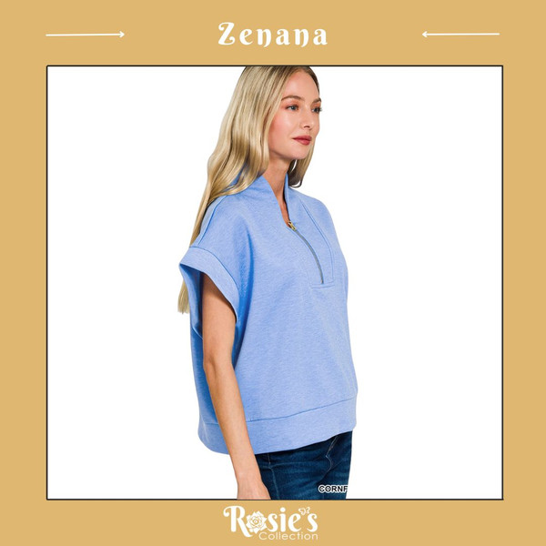 Zenana Scuba High Neck Half Zip Vest