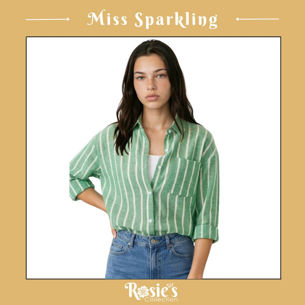 Miss Sparkling Oversized Striped Button-up Shirt